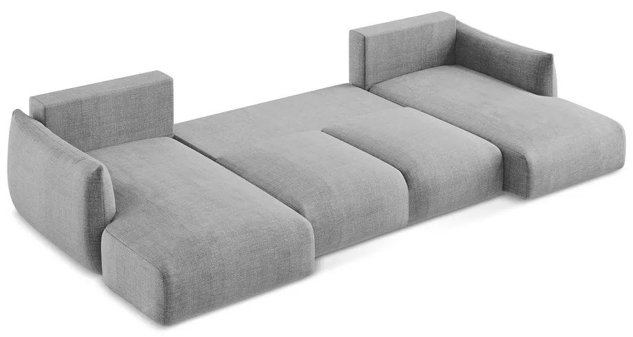 Светлосив сгъваем ъглов диван (U форма) Leila – Makamii