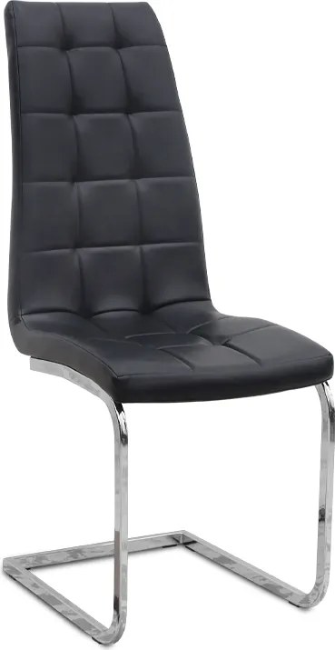 трапезен стол Vela PU Leather в черен цвят с хромирана основа 41x61x107см.