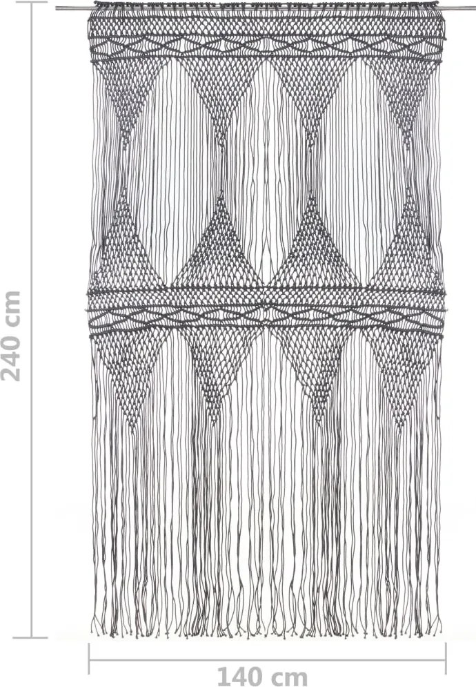Завеса макраме Heaton, антрацит, 140x240 см, памук