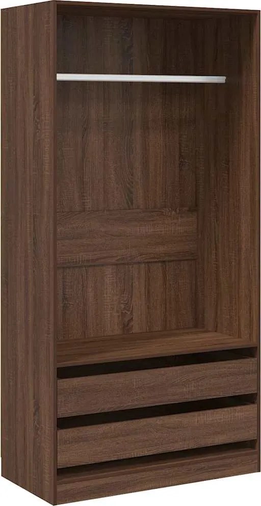 815347 vidaXL Гардероб, кафяв дъб, 100x50x200 см, инженерно дърво