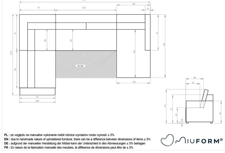 Светлокафяв разтегателен модулен ъглов диван с място за съхранение (ляв ъгъл) Lulu – Miuform