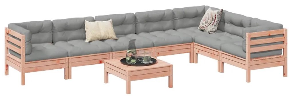 3299483 vidaXL Градински комплект с възглавници, 8 части, дугласка ела масив