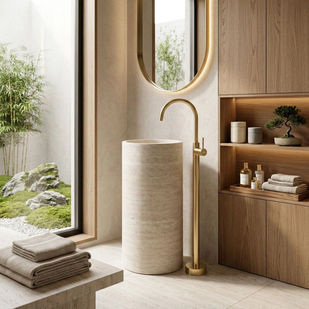 Подов смесител за мивка Rea Lungo Gold