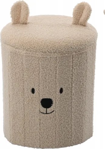 Симпатичен детски сгъваем пуф с място за съхранение тъмно бежово