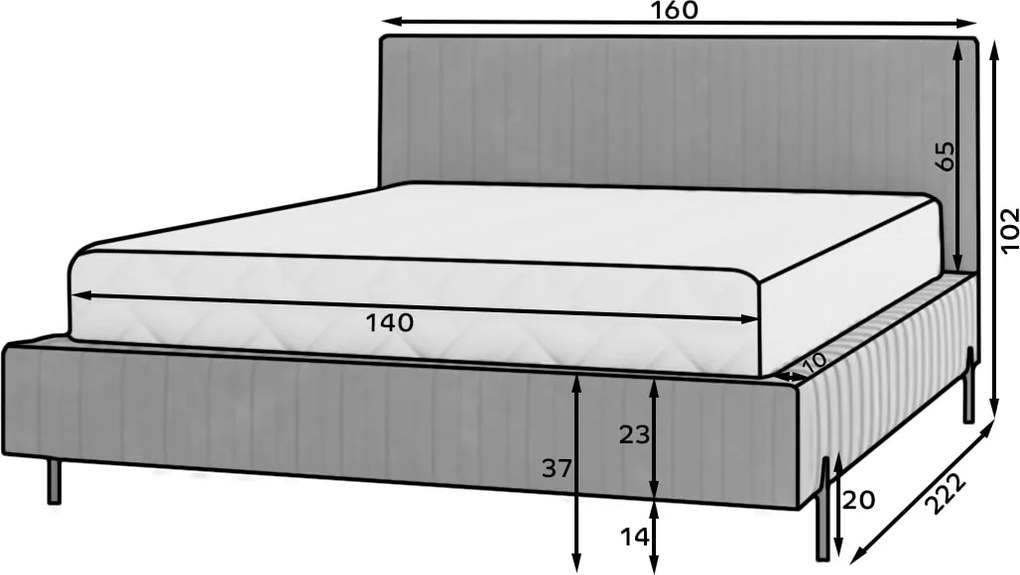 Тапицирано легло Prallo-Prasino-160 x 200