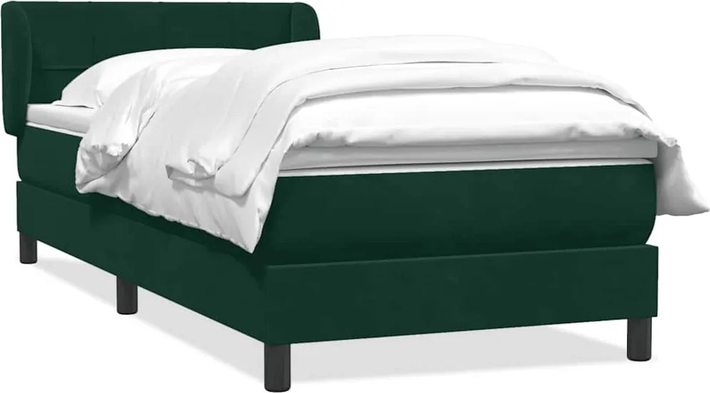 3317514 vidaXL Боксспринг легло с матрак, тъмнозелено, 90x210 см, кадифе