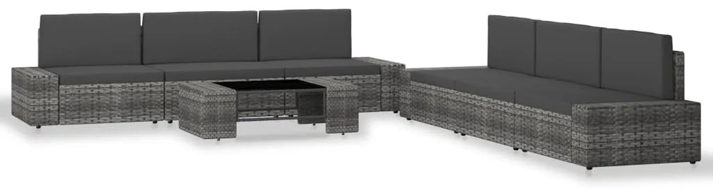 3054602 vidaXL Градински комплект за отдих, 7 части, полиратан, сив