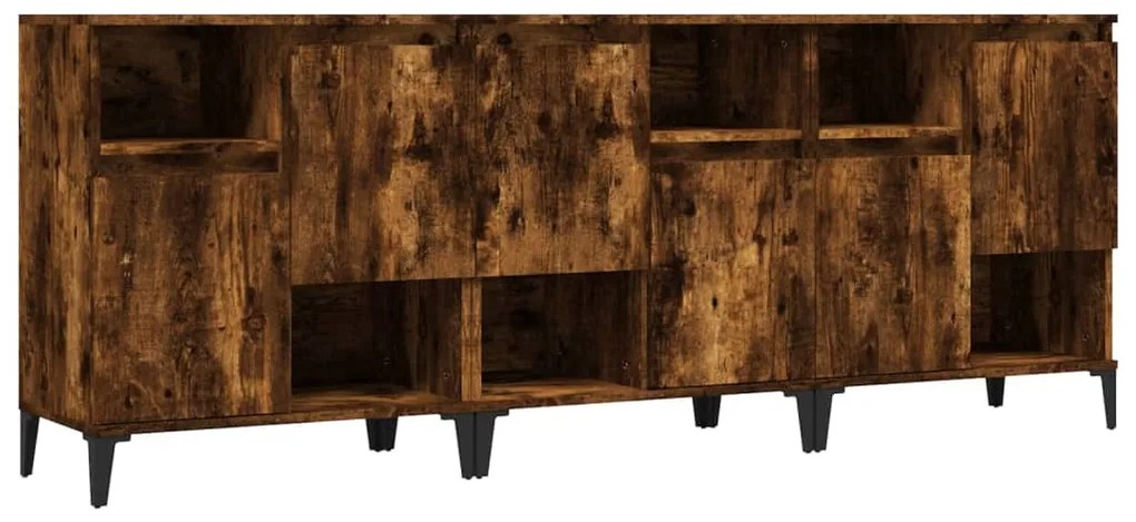 3185748 vidaXL Сайдборд, 3бр, опушен дъб, 60x35x70 см, инженерно дърво