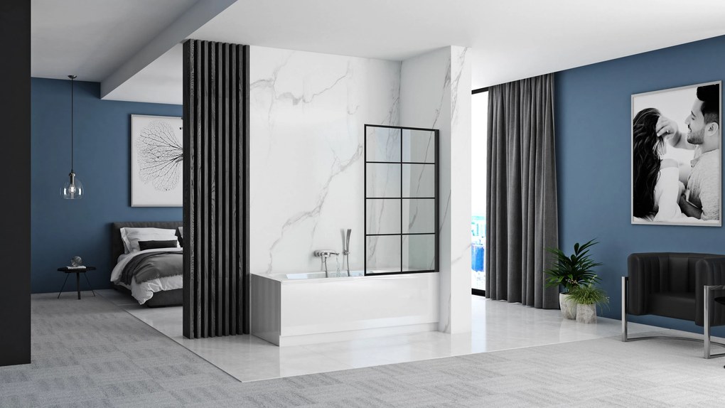 Параван за вана Rea Lagos-1 Fix 70 Black