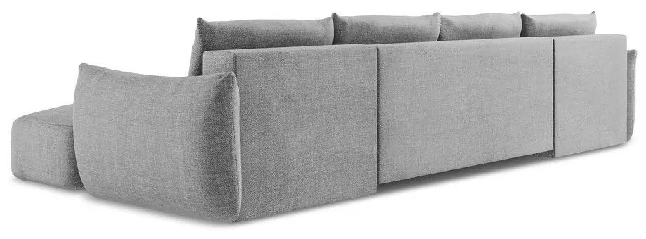 Светлосив сгъваем ъглов диван (U форма) Leila – Makamii