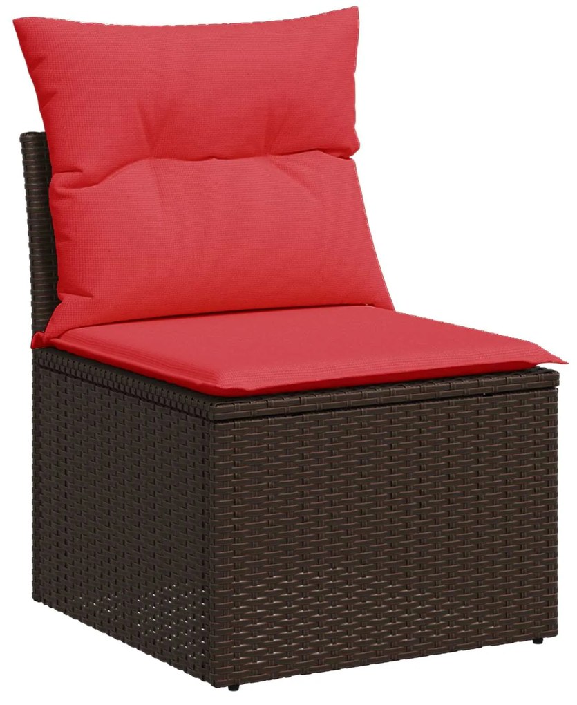 366224 vidaXL Градински диван без подлакътници с възглавници, кафяв, полиратан