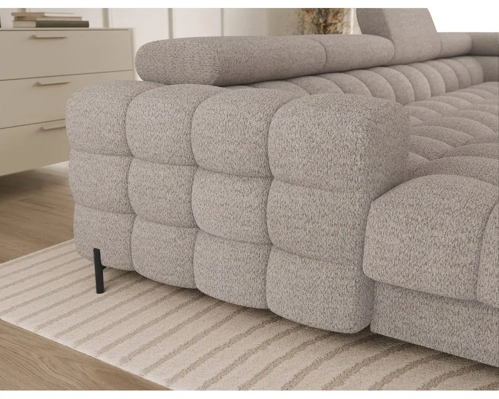 Бежов разтегателен ъглов диван от букле (десен ъгъл U форма) Feraria – ELTAP