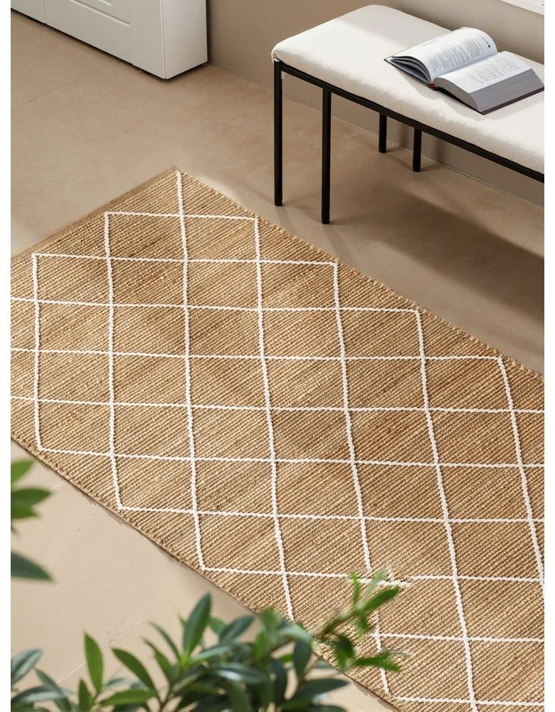 Ръчно изработена ютена пътека в естествен цвят 80x200 cm Kunu – Hanse Home