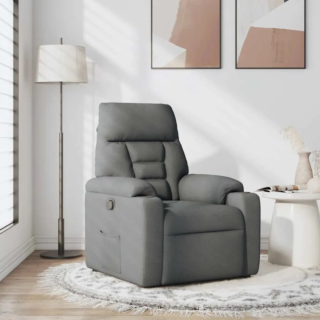 4015543 vidaXL Реклайнер, тъмносив, текстил