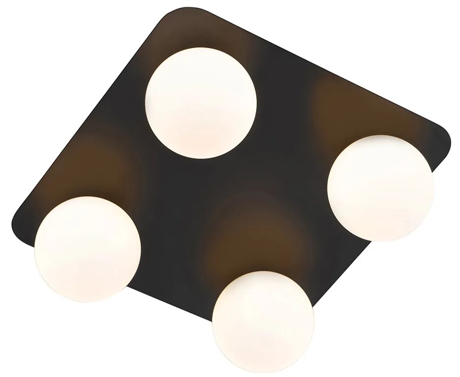 Модерна таванна лампа за баня черна квадратна 4-светлина - Cederic