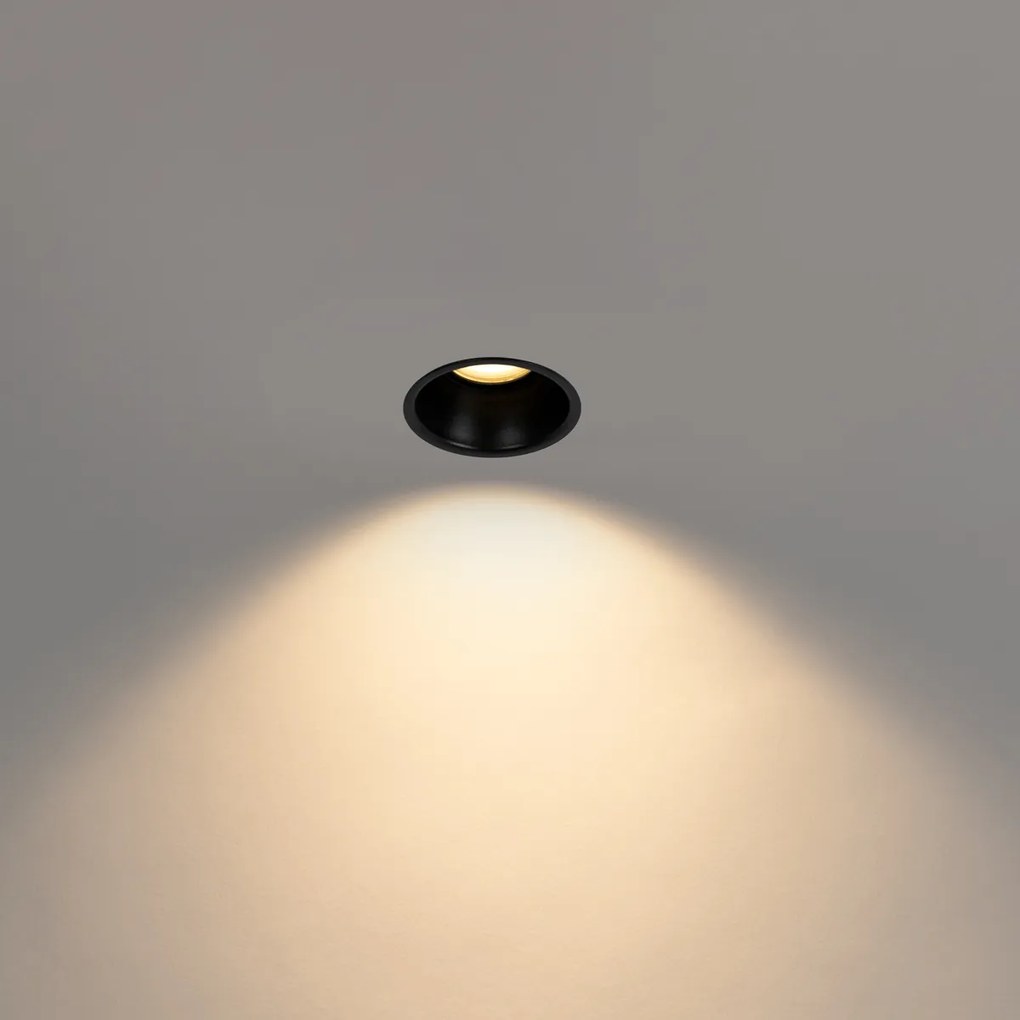 Комплект от 12 черни вградени прожектори GU10 50mm IP44 - Dept