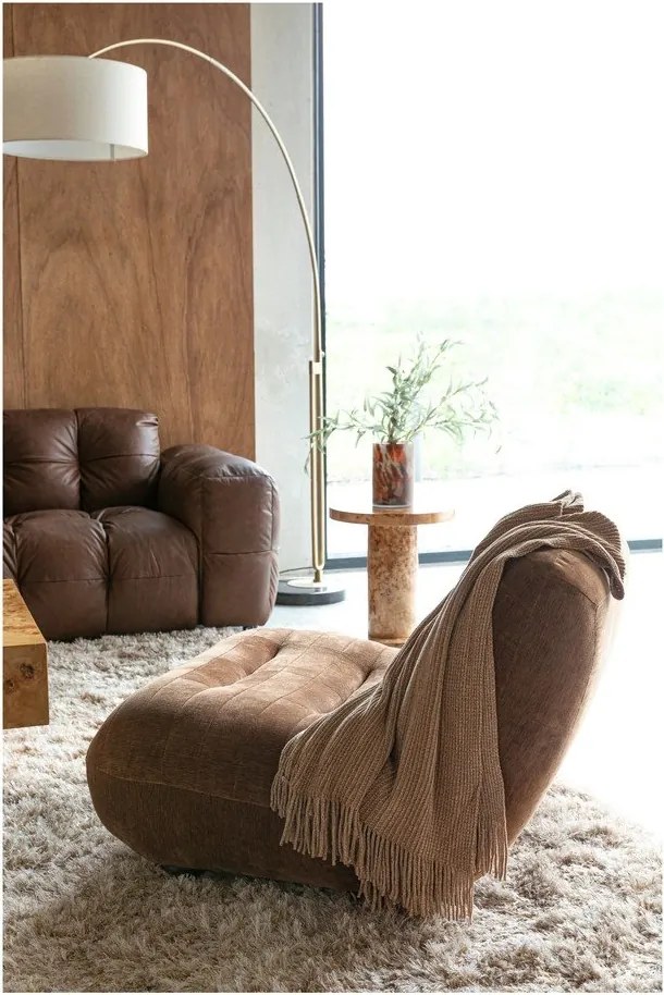 Кафяво кадифено кресло Wyatt – Dutchbone