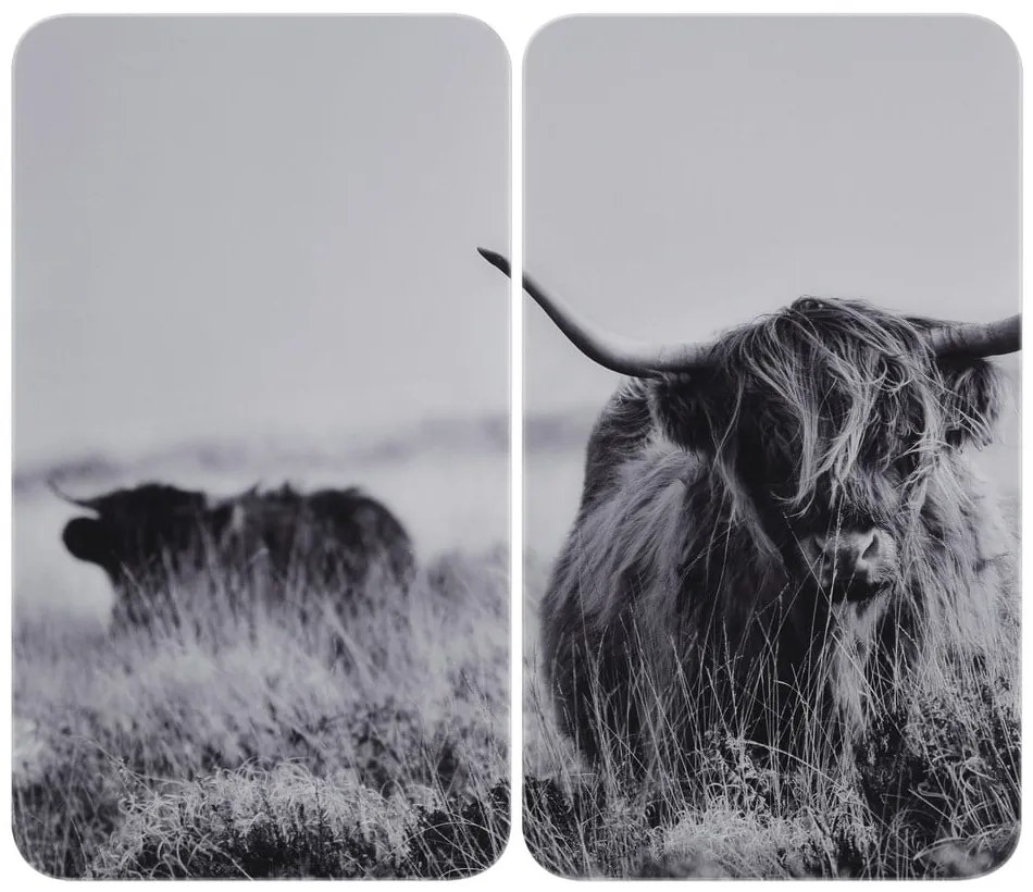 Капаци за печка от закалено стъкло 2 бр. 30x52 cm Universal Highland Cattle – Wenko