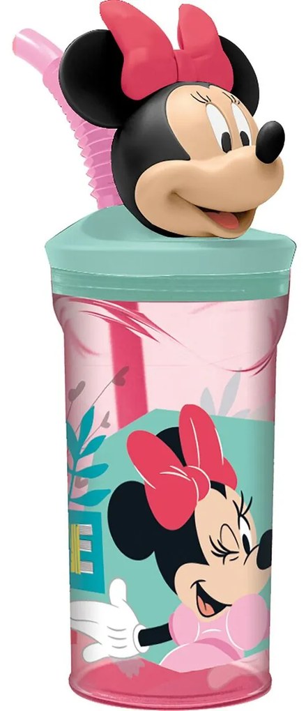 Чаша със Сламка Minnie Mouse 360 ml 3D Розов