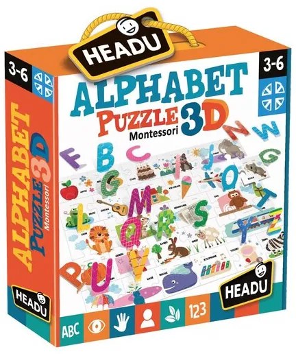 Образователен пъзел, Headu Montessori, 3D Азбука