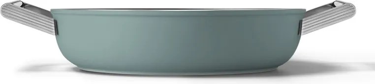 Плитка тенджера с капак Smeg DPF2812EGM, 28 см, 4.3 л, Керамично незалепващо покритие, Фурна до 250C, Без PFAS, Индукция, Изумрудено зелен