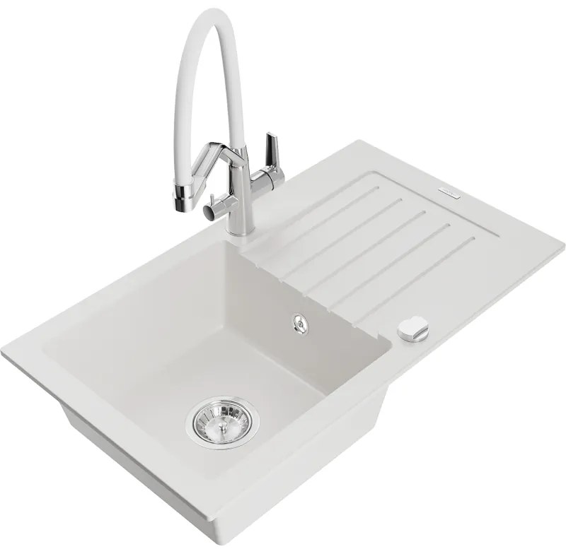 Mexen Pablo гранитна мивка с 1 отделение с отцедник и кухненски смесител Duo,