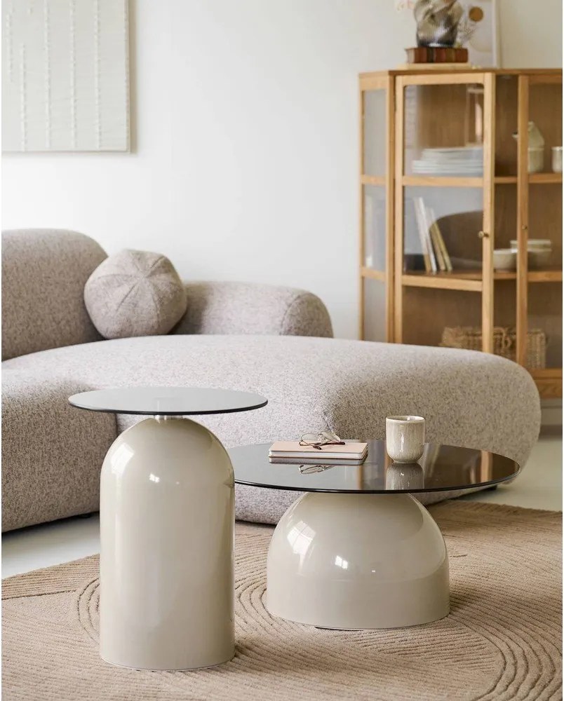 Кръгла странична масичка със стъклен плот ø 40 cm Ravello – House Nordic