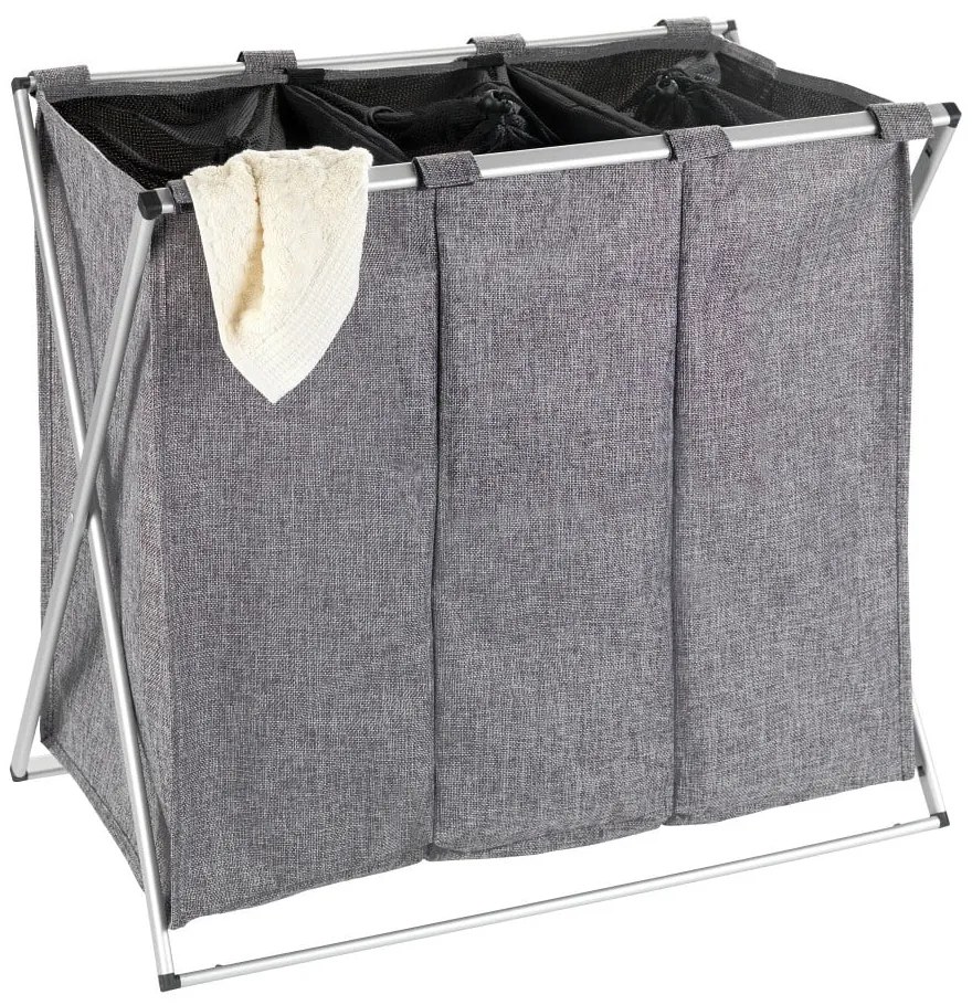 Trilogia сив кош за пране с три секции, 130 л - Wenko