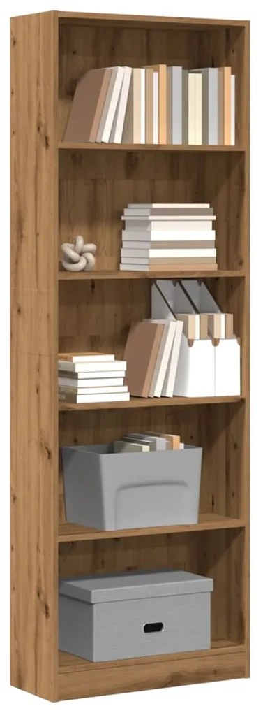 857829 vidaXL Библиотека, дъб артизан, 60x24x176 см, инженерно дърво