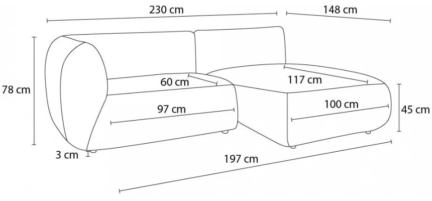 Ъглов диван от бял велур (ляв ъгъл) Lecomte - Bobochic Paris