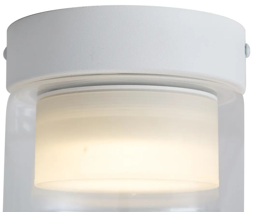 Модерна таванна лампа бяла с прозрачно стъкло - Puck