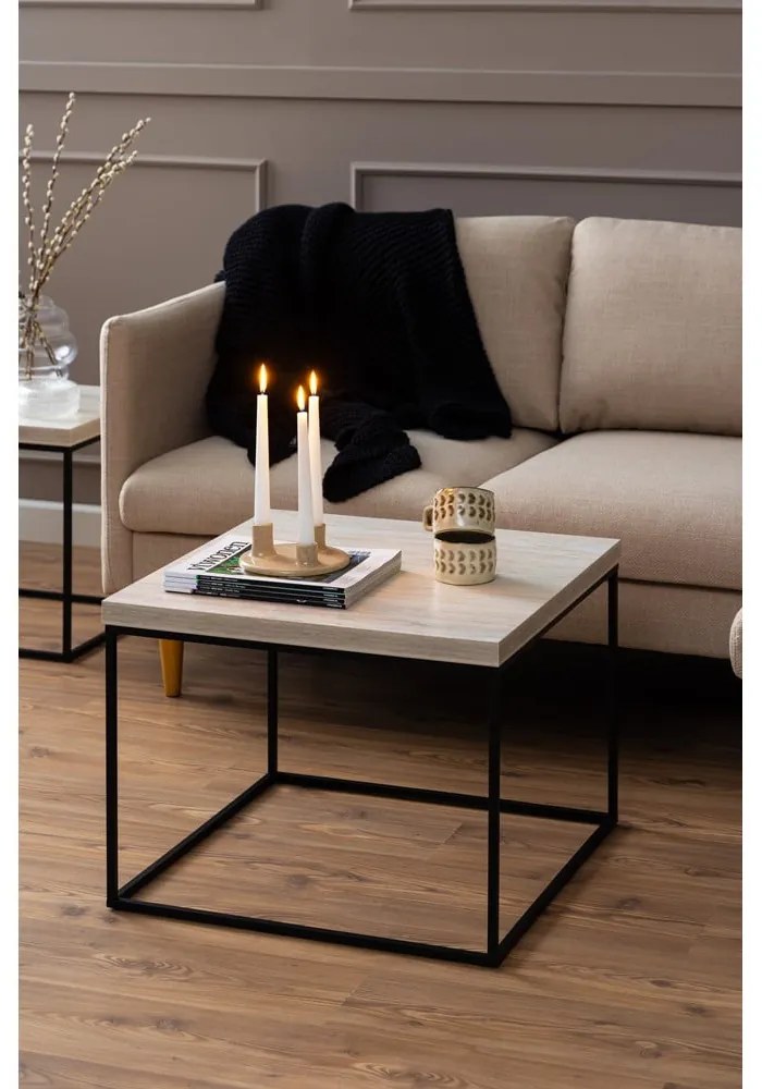 Бежова масичка за кафе с плот от имитация на мрамор 60x60 cm Barossa – Actona