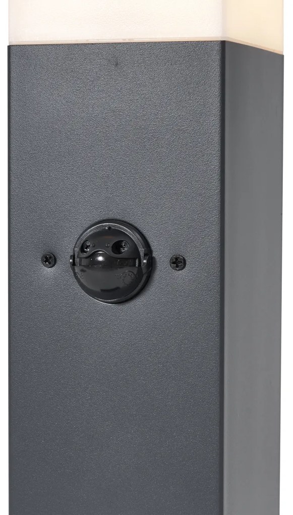 Външна лампа тъмно сива с опалово стъкло 45 см IP44 с контакт и сензор за движение - Malios