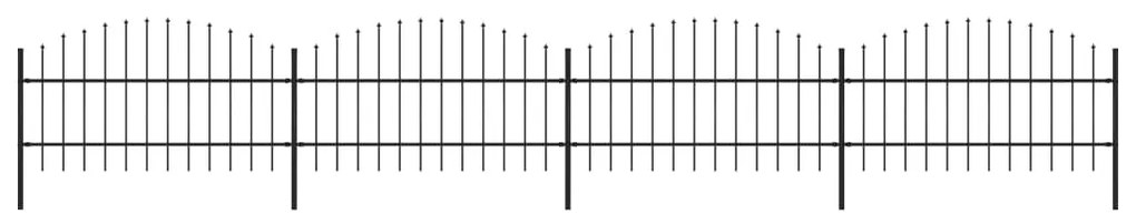 Sonata Градинска ограда с пики, стомана, (0,75-1)x6,8 м, черна
