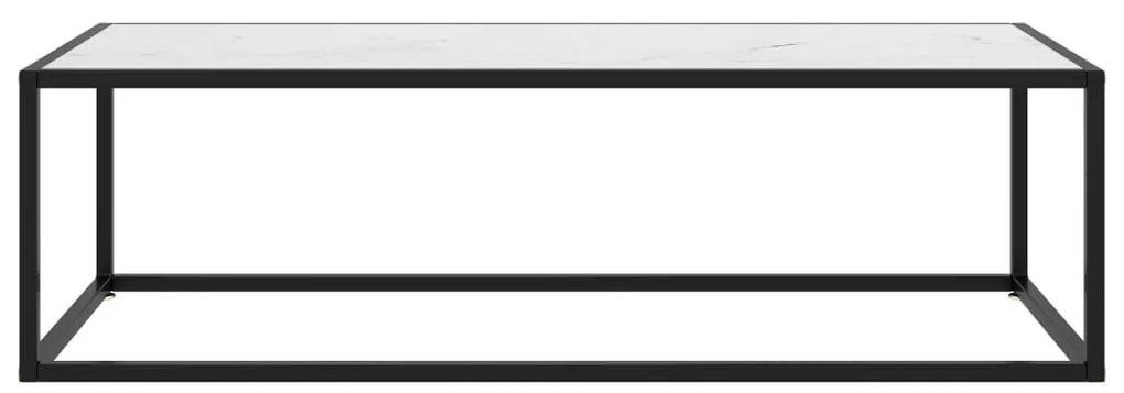 Кафе маса, черна, с бяло мраморно стъкло, 120x50x35 см
