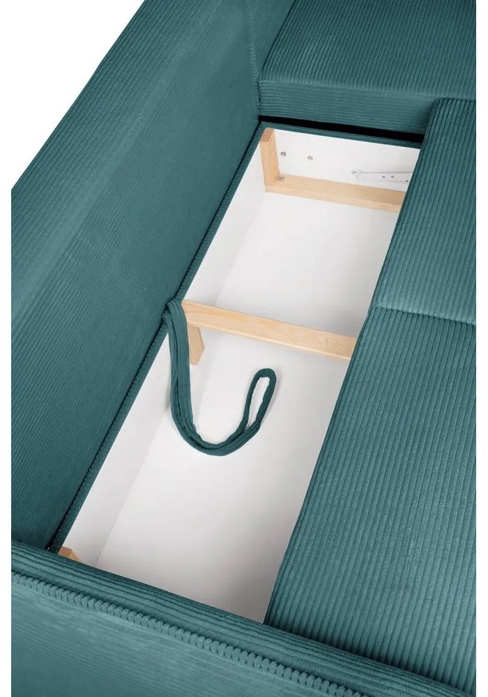 Тюркоаз сгъваем ъглов диван от рипсено кадифе (десен ъгъл) Tori – Bonami Selection