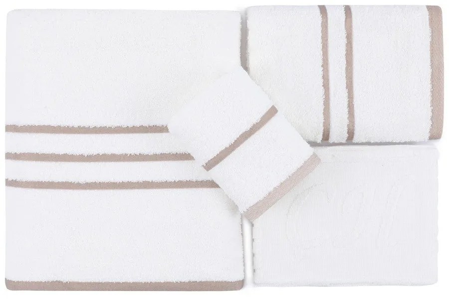 Бели памучни кърпи и хавлии за баня в комплект от 4 броя Linda - Foutastic