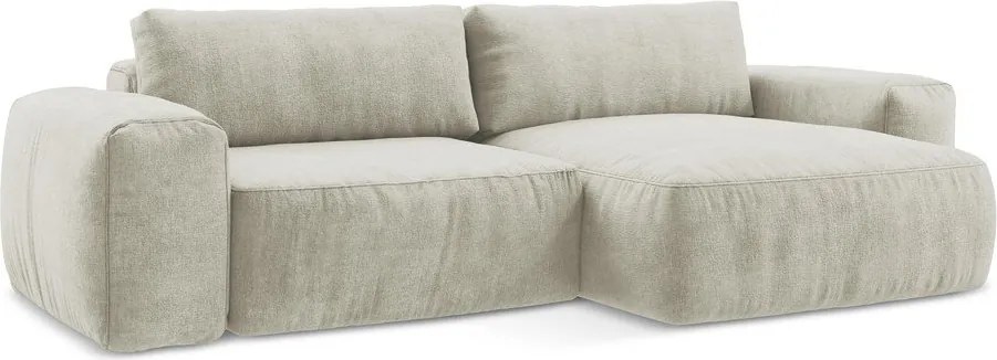 Бежов шенилов сгъваем ъглов диван (десен ъгъл) Kuki – Makamii