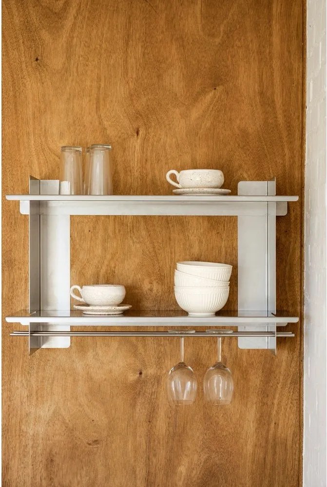 На няколко нива метален стенен рафт в сребрист цвят 70 cm Tivo – noo.ma