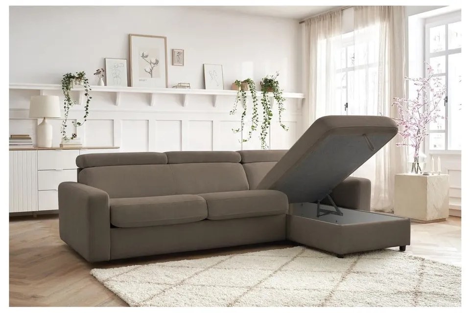 Кафяв разтегателен ъглов диван (променлив) Monaco – Bobochic Paris