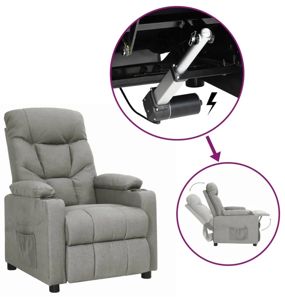 3093457 vidaXL Изправящ стол, светлосив, текстил