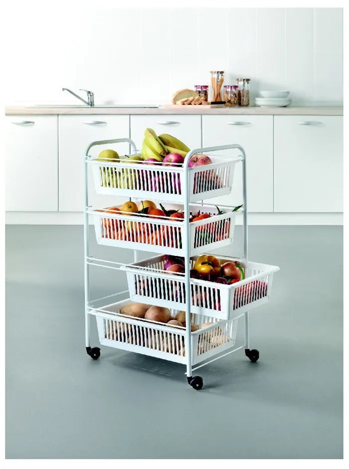 Мобилен рафт с 4 кошници Индия, дължина 35 cm - Metaltex