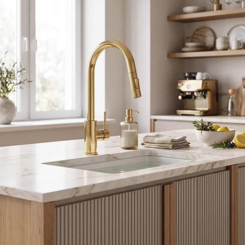 Отвод с аератор за кухненски смесител REA Fresh Gold