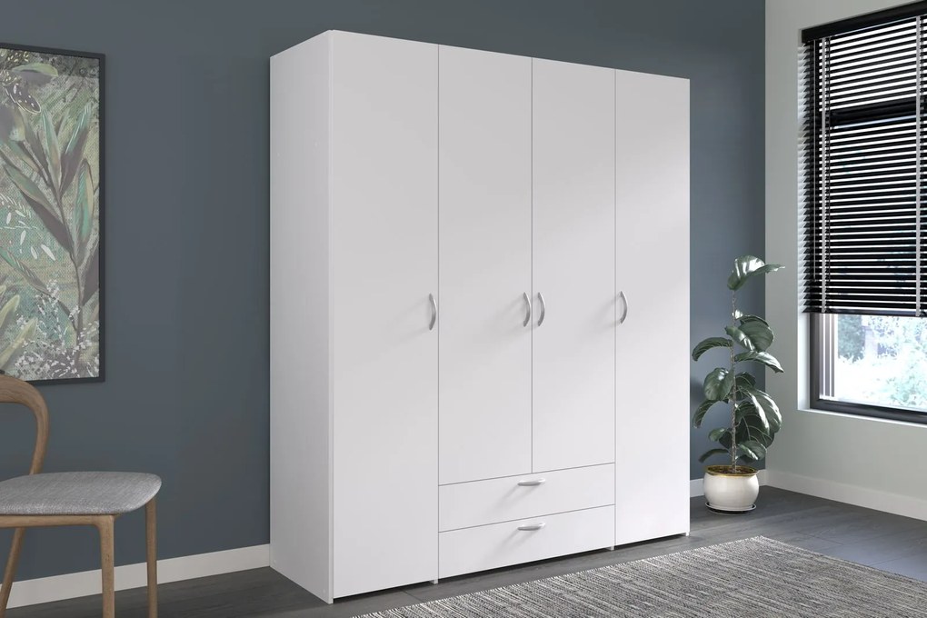 Гардероб Dorm 4-врата-White-Χωρίς πατάρι