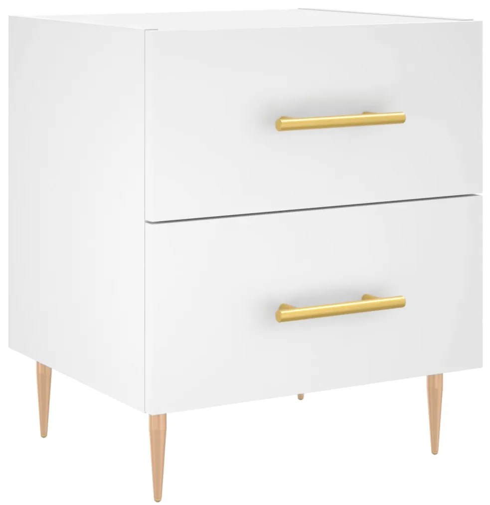 827276 vidaXL Нощно шкафче, бяло, 40x35x47,5 см, инженерно дърво