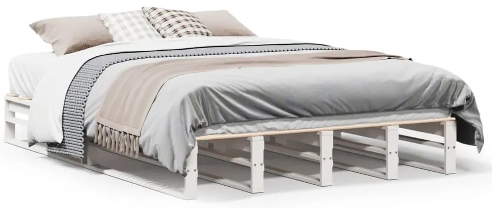 850840 vidaXL Рамка за легло без матрак, бял, 120x200 см, бор масив