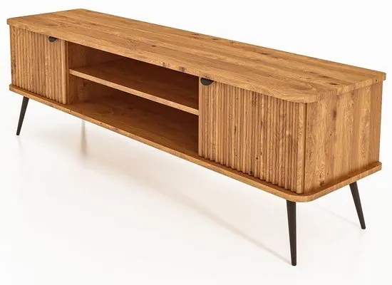 Масичка за телевизор от дъбова дървесина в естествен цвят 180x57 cm Kula - The Beds