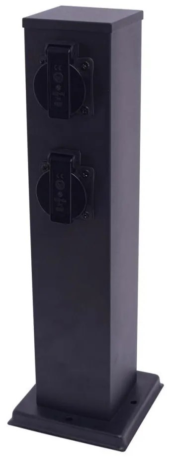 Екстериорен стълб с контакти 2Z SCHUKO 230V IP44 40 см черен