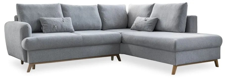 Светлосив разтегателен/с място за съхранение ъглов диван (десен ъгъл/L форма) Scandic Lagom – Miuform