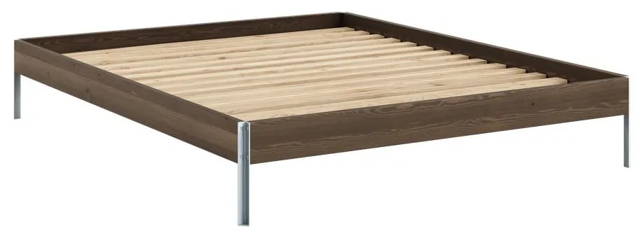 Кафяво двойно легло от масивен бор с включена подматрачна рамка 160x200 cm Core – Karup Design